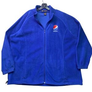 Vintage Pepsi Jacket Womens 3XL Fleece Full Zip Logo Spell Out Promo Advertising